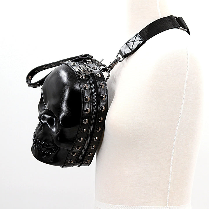 SKULL HEAD XBODY BAG IN VINYL, side view on mannequin