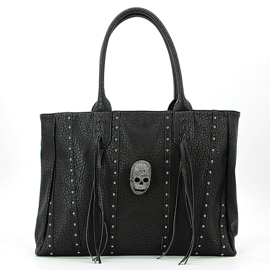 SKULL FRINGE TOTE BAG, front view