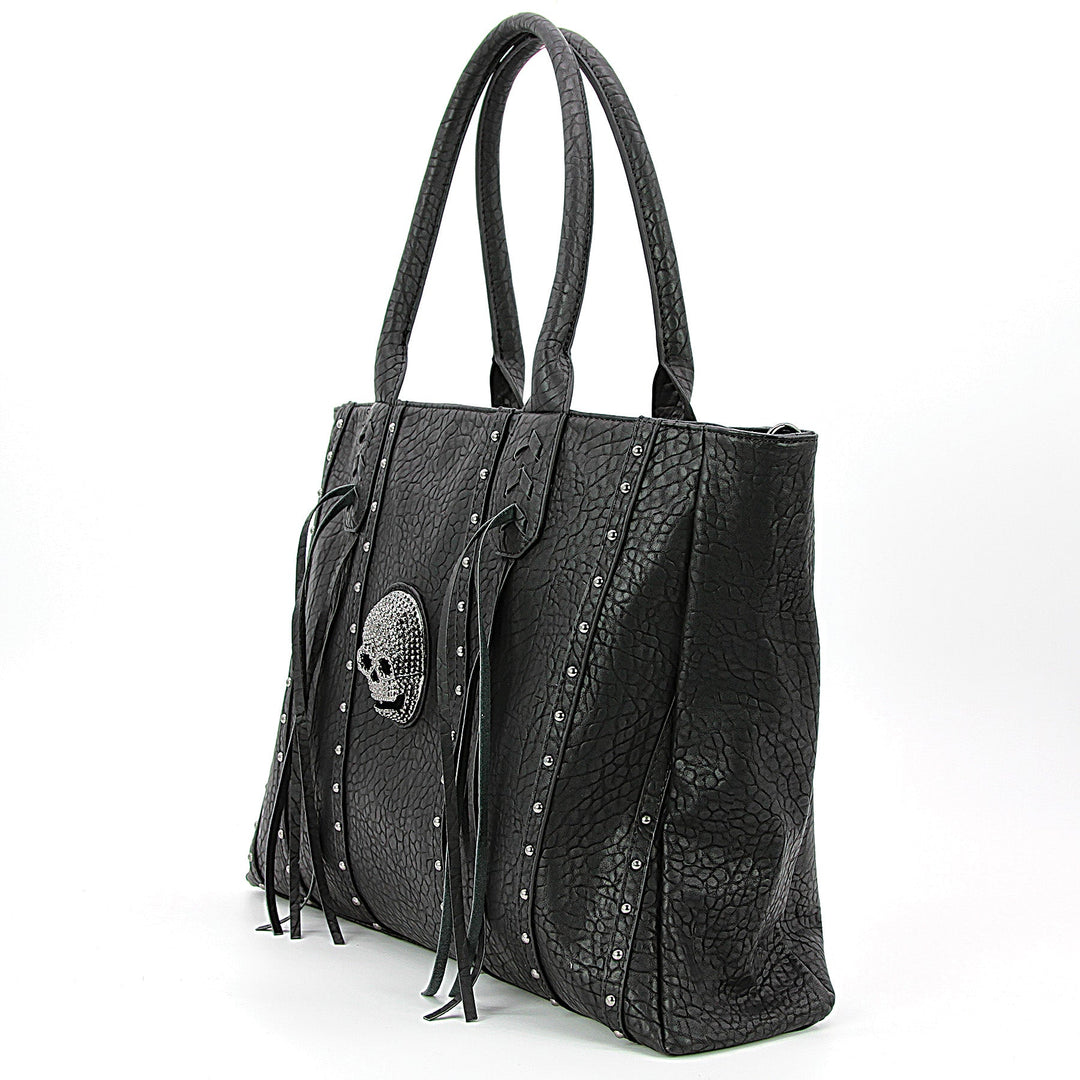 SKULL FRINGE TOTE BAG, side view