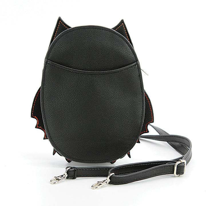 GLOW IN THE DARK SUGAR SKULL BAT SHOULDER BAG, BACK VIEW