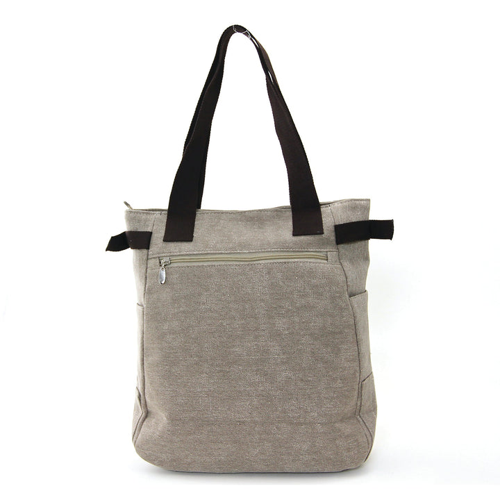 beige furry cat tote bag back view