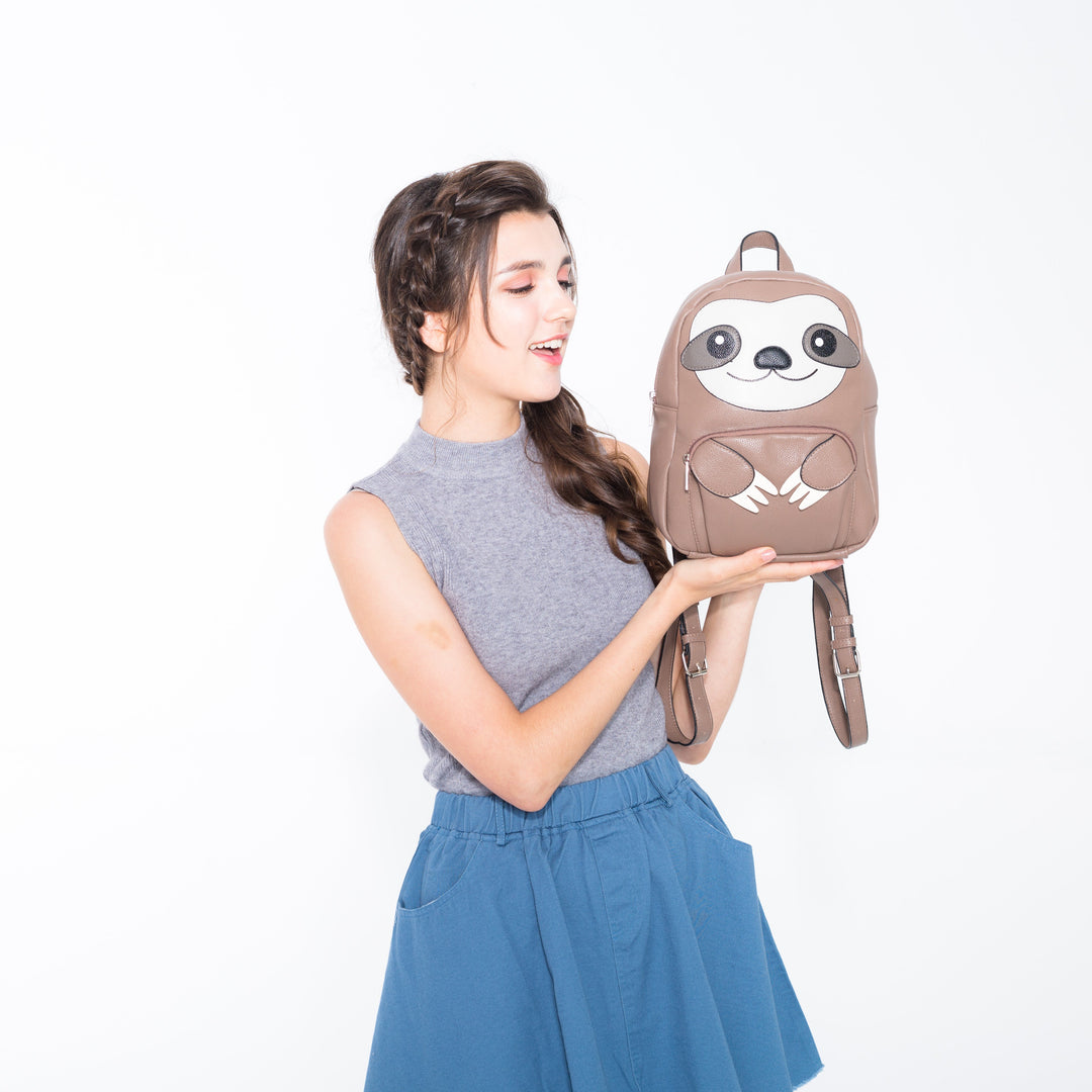 sloth mini backpack on model