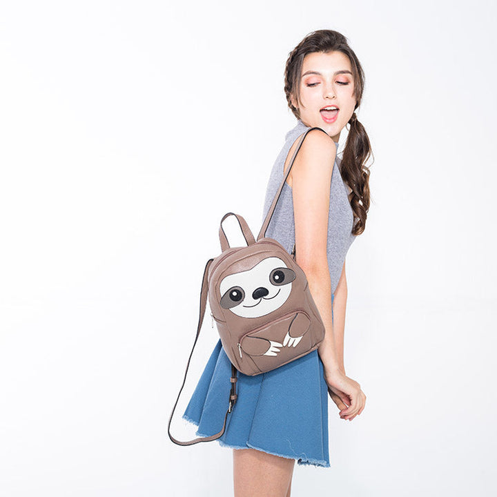 sloth mini backpack on model