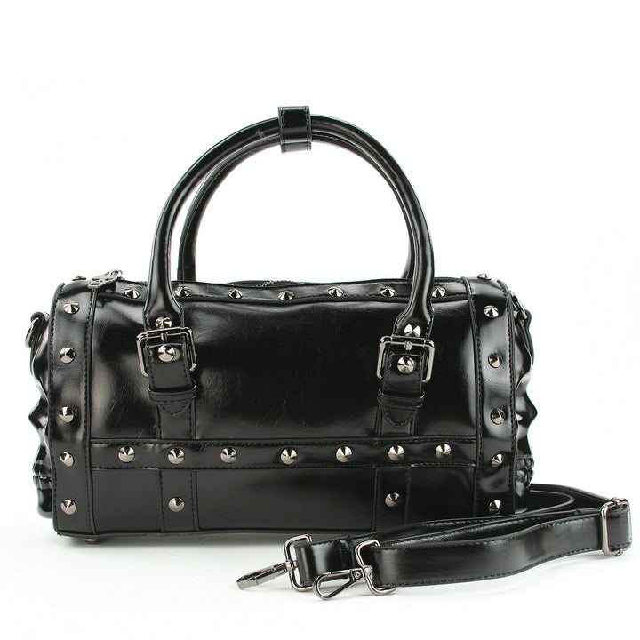 Dual Skull Satchel Bag in Vinyl side view