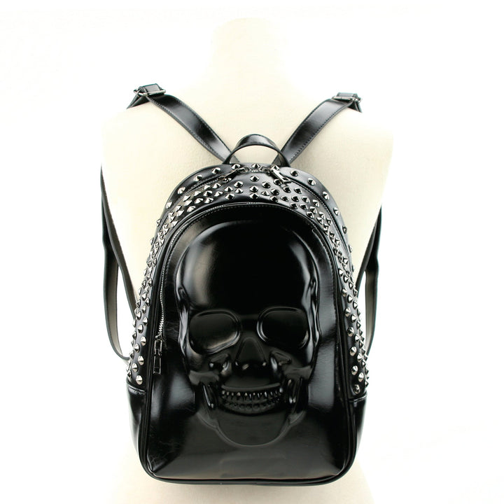 Skull Embossed Backpack in Vinyl front view