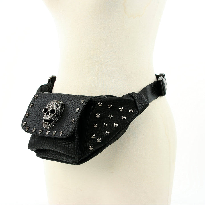 Studded Skull Fanny Pack Bag in Vinyl side view