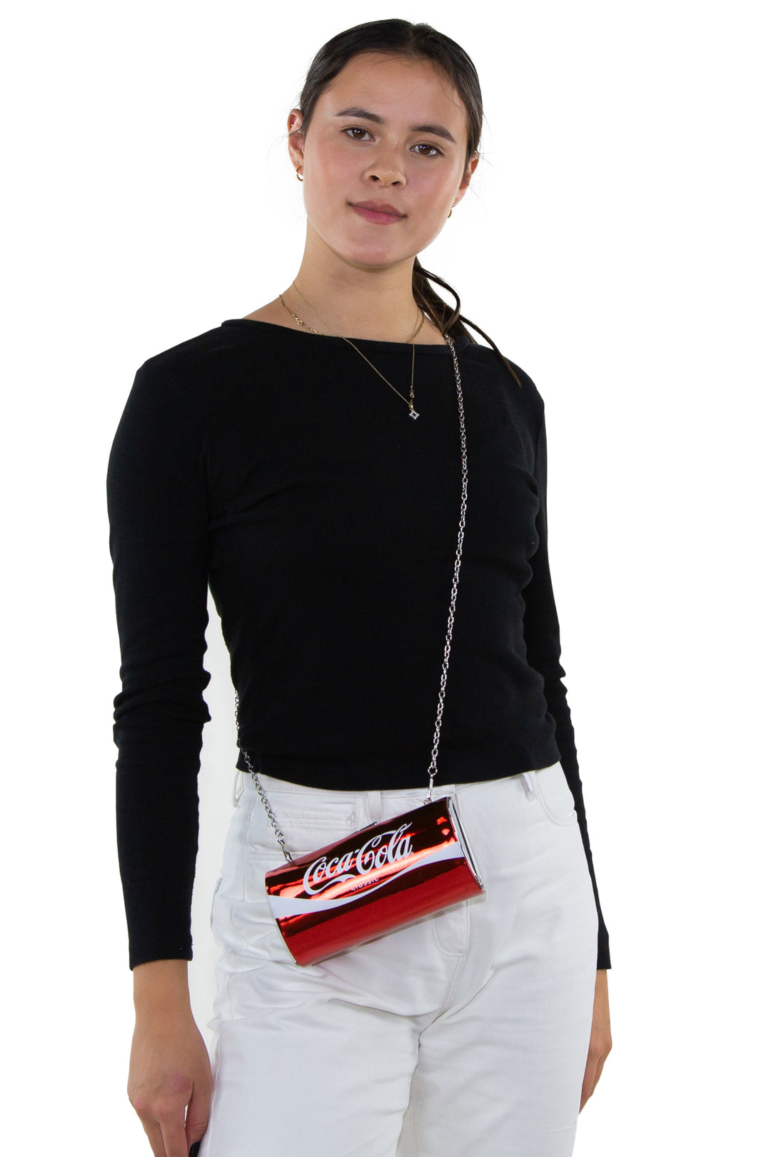 Officially Licensed Super Size Coca-Cola Handbag, crossbody style on model