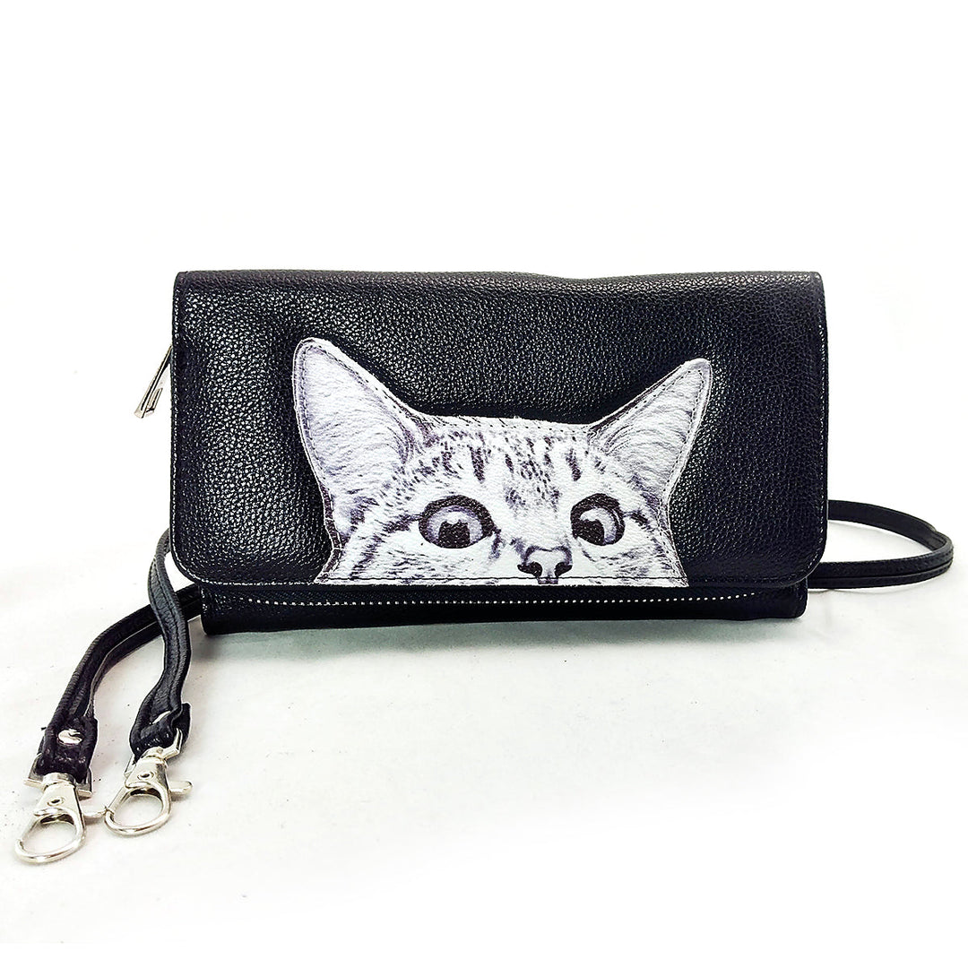 Peeking Cats Wallet in Vinyl Material - CuriousCottageGoods.com
