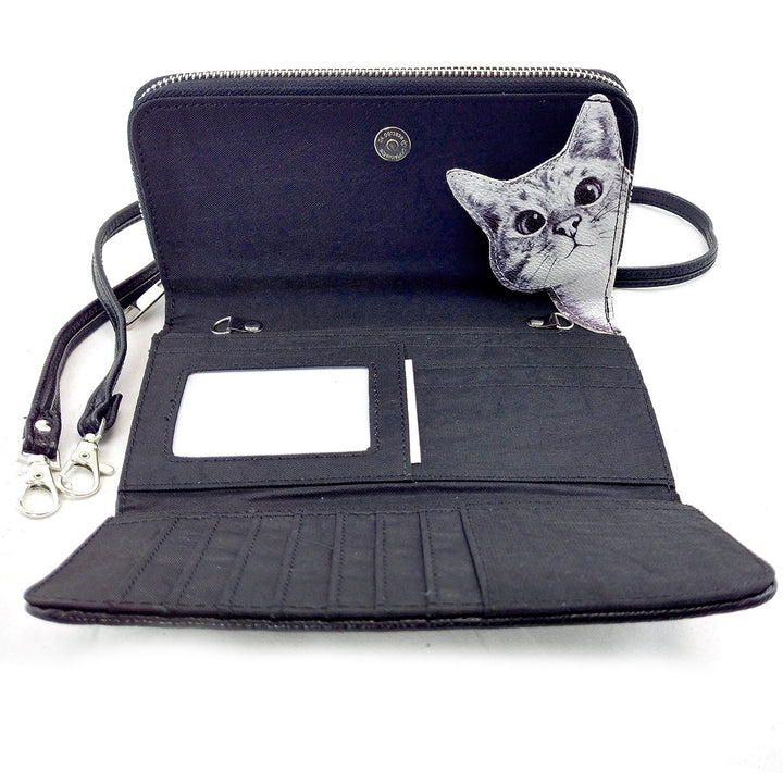 Peeking Cats Wallet in Vinyl Material - CuriousCottageGoods.com