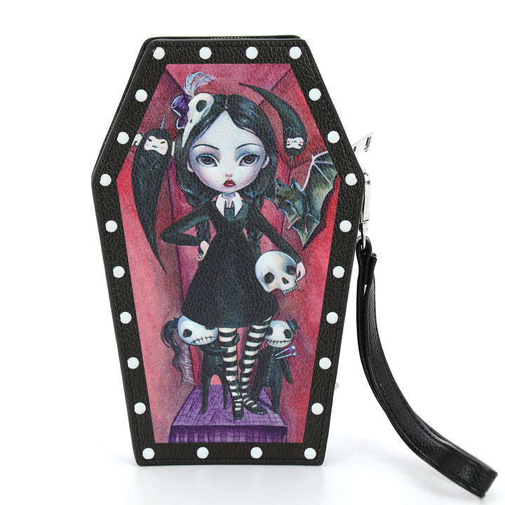 Coffin Girl Wallet Wristlet in Vinyl - CuriousCottageGoods.com