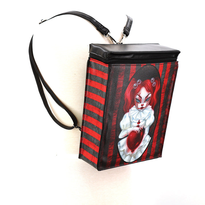 Smiley Clown Girl Rectangle Mini Backpack in Vinyl