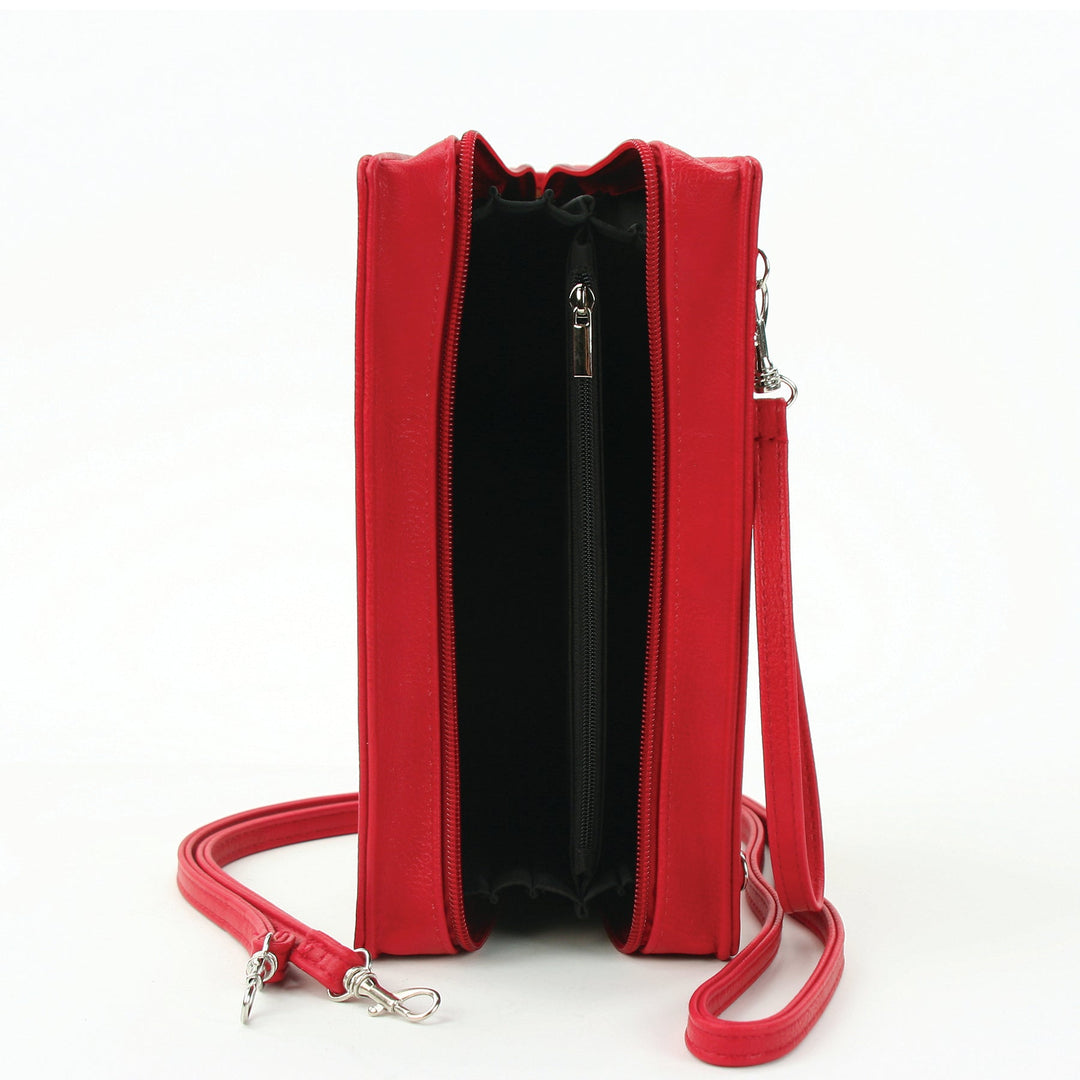 Dracula Book Cross Body Bag in Vinyl, red color, interior view